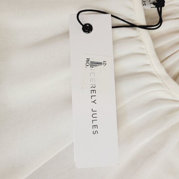 NWT Sincerely Jules Cameron Chiffon Ivory Size XS Flowy Women Blouse - Picture 7 of 13